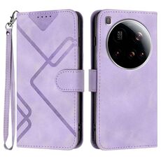 Per Xiaomi 15 Ultra Line Pattern Custodia in pelle con motivo Skin Feel (viola chiaro)