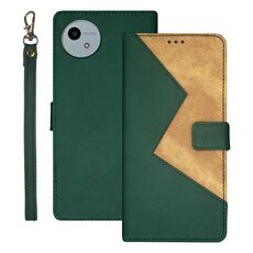 Per Sharp Aquos wish4 idewei Custodia per telefono in pelle con cuciture bicolore (verde)