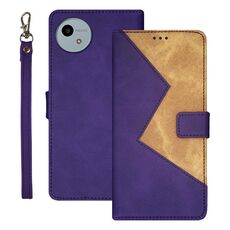 Per Sharp Aquos wish4 idewei Custodia per telefono in pelle con cuciture bicolore (viola)