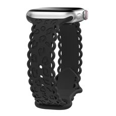 Per Apple Watch 46mm / 49mm / 45mm / 44mm Cinturino in silicone con incisione laser leopardata (nero)