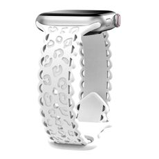 Per Apple Watch 42mm / 41mm / 40mm / 38mm Cinturino in silicone leopardato con incisione laser (bianco)