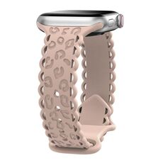 Per Apple Watch 42mm / 41mm / 40mm / 38mm Cinturino in silicone leopardato con incisione laser (tè al latte)