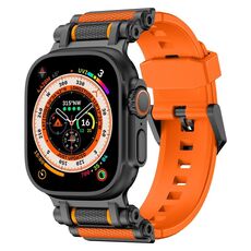 Per Apple Watch 46mm / 49mm / 45mm / 44mm Cinturino in silicone Armor Gear (nero arancione)