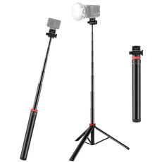 PULUZ 2m 8 sezioni in lega di alluminio Broadcast Fill Light Staffa Treppiede telescopico (nero)