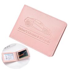 Porta carte di credito con patente di guida multi-card, in pelle, per donne, con custodia protettiva, specifiche: 2 slot per carte (rosa)
