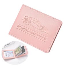 Porta carte di credito con patente di guida multi-card, in pelle, per donne, con custodia protettiva, specifiche: 4 slot per carte (rosa)