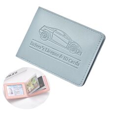 Porta carte di credito con patente di guida multi-card, in pelle, per donna, con custodia protettiva, specifiche: 4 slot per carte (blu)