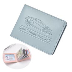 Porta carte di credito con patente di guida multi-card, in pelle, per donna, con custodia protettiva, specifiche: 6 slot per carte (blu)
