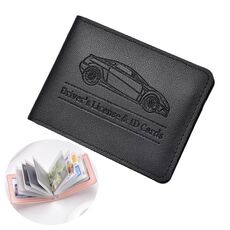 Porta carte di credito con patente di guida multi-card, in pelle, per donna, con custodia protettiva, specifiche: 10 slot per carte (nero)