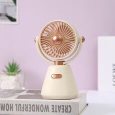 Ventilatore da tavolo per studenti, mini ventilatore da camera da letto, portatile, ricaricabile tramite USB, piccolo ventilatore da tavolo (beige)