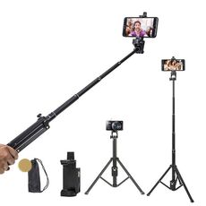 YUNTENG 1688L 16,5-77 pollici telefono fotocamera selfie bastone treppiede con telecomando Bluetooth (nero)