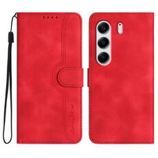 Per Tecno Camon 40 4G Custodia in pelle con motivo a cuore (rosso)