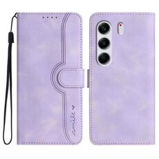 Per Tecno Camon 40 4G Custodia in pelle con motivo a cuore (viola)