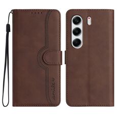 Per Tecno Camon 40 4G Custodia in pelle con motivo a cuore (marrone)