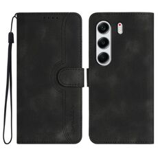 Per Tecno Camon 40 Pro 4G Custodia in pelle con motivo a cuore (nero)