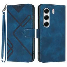 Per Tecno Camon 40 4G Custodia in pelle con motivo a linee (blu reale)