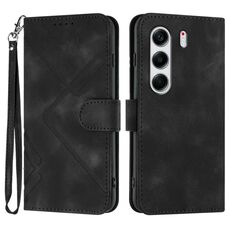 Per Tecno Camon 40 4G Line Pattern Custodia in pelle con motivo a pelle (nero)