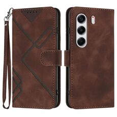Per Tecno Camon 40 4G Line Pattern Custodia in pelle con motivo a pelle (caffè)