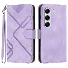 Per Tecno Camon 40 Pro 4G Line Pattern Custodia in pelle con motivo a pelle (viola chiaro)