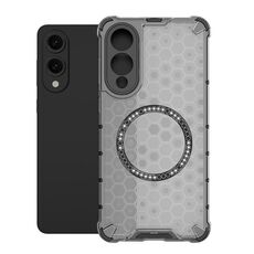 Per Samsung Galaxy S25 Edge 5G Custodia antiurto con anello magnetico a nido d'ape (nero)