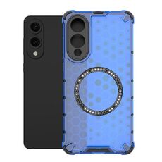 Per Samsung Galaxy S25 Edge 5G Custodia antiurto con anello magnetico a nido d'ape (blu)