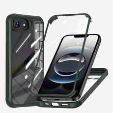Per iPhone 16e Custodia protettiva in plastica e vetro bifacciale (verde scuro)