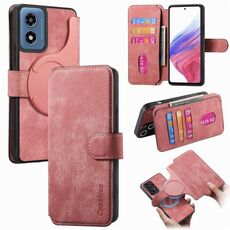 Per Motorola Moto G Play 4G 2024 CaseNeo MagSafe RFID Anti-furto Retro Custodia in pelle per telefono (rosa)