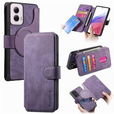 Per Motorola Moto G Power 5G 2024 CaseNeo MagSafe RFID Anti-furto Custodia in pelle retrò per telefono (viola)