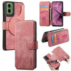 Per Motorola Moto G35 CaseNeo MagSafe RFID Anti-furto Retro Custodia in pelle per telefono (rosa)