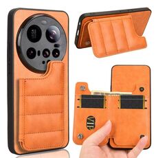 Per Xiaomi 15 Ultra Cow Pattern Sewing Card Bag Custodia per telefono (arancione)
