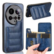 Per Xiaomi 15 Ultra Cow Pattern Sewing Card Bag Custodia per telefono (blu)