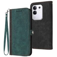 Per vivo Y29 4G Custodia in pelle con cinturino a doppia piega e fibbia laterale (verde scuro)