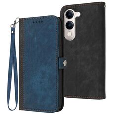 Per vivo Y29s 5G / Y04 4G Custodia per telefono in pelle con cinturino a doppia piega laterale con fibbia globale (blu reale)