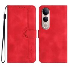 Per vivo V50 Lite 4G / 5G Custodia in pelle con motivo a cuore (rosso)