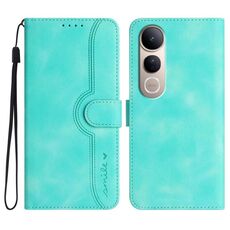 Per vivo V50 Lite 4G / 5G Custodia in pelle con motivo a cuore (azzurro chiaro)