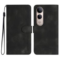 Per vivo V50 Lite 4G / 5G Custodia in pelle con motivo a cuore (nero)