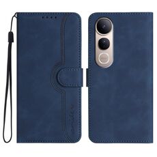 Per vivo V50 Lite 4G / 5G Custodia in pelle con motivo a cuore (blu reale)