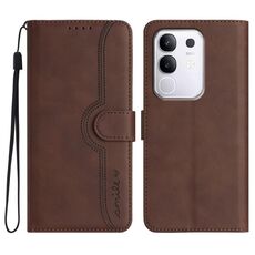 Per vivo Y29 4G Custodia in pelle con motivo a cuore (marrone)