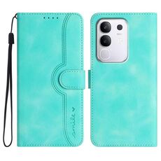 Per vivo Y29 4G Custodia in pelle con motivo a cuore (azzurro chiaro)