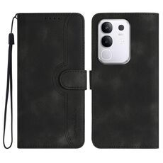 Per vivo Y29 4G Custodia in pelle con motivo a cuore (nero)