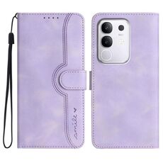 Per vivo Y29 4G Custodia in pelle con motivo a cuore (viola)