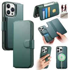 Per iPhone 15 Pro Max Custodia Neo Finger Grip Strap MagSafe Custodia in pelle per telefono (verde)