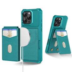 Per iPhone 16 Pro 2-in-1 Custodia magnetica MagSafe in pelle con retro per telefono (verde)
