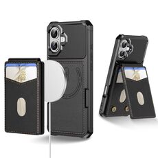 Per iPhone 16 Plus 2 in 1 Custodia magnetica MagSafe in pelle con retro per telefono (nero)