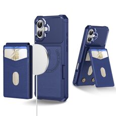 Per iPhone 16 Plus 2 in 1 Custodia magnetica MagSafe in pelle con retro per telefono (blu)