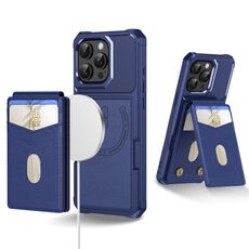 Per iPhone 15 Pro Max 2 in 1 Custodia magnetica con retro in pelle MagSafe (blu)