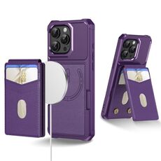 Per iPhone 15 Pro Max 2-in-1 Custodia magnetica MagSafe in pelle con retro per telefono (viola)
