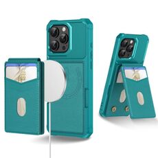 Per iPhone 15 Pro Max 2 in 1 Custodia magnetica MagSafe in pelle con retro per telefono (verde)