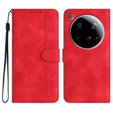 Per Xiaomi 15 Ultra Heart Pattern Custodia in pelle con motivo a pelle (rosso)