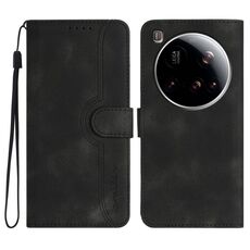 Per Xiaomi 15 Ultra Heart Pattern Custodia in pelle con motivo a pelle (nero)